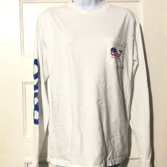 🛑sold🛑Vineyard Vines USA Flag Whale Long Sleeve Shirt - Picture 4 of 7
